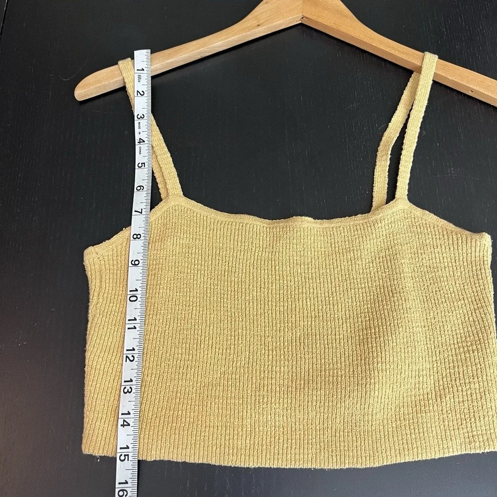 Madewell‎ Halstead Square-Neck Sweater Tank Sz Medium Dusty Yellow Strap Cropped